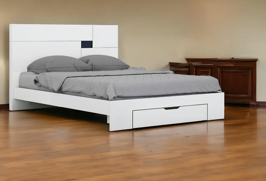 Solid Wood King White Bed