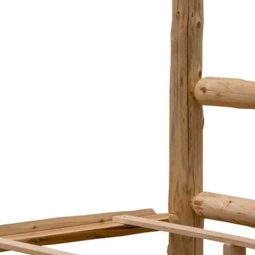 Rustic And Natural Cedar Queen And Single Ladder Right Log Bunk Bed