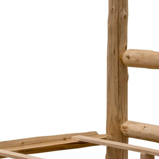 Rustic And Natural Cedar Double And Single Ladder Left Log Bunk Bed