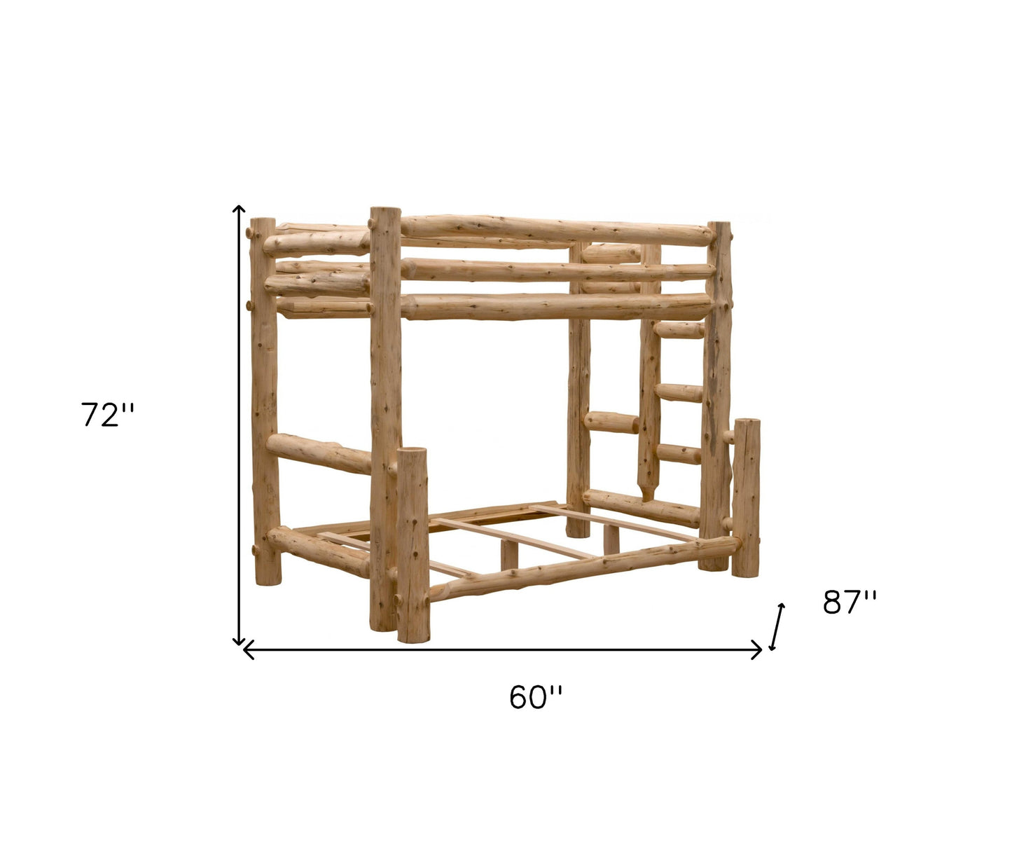 Rustic And Natural Cedar Double And Single Ladder Left Log Bunk Bed