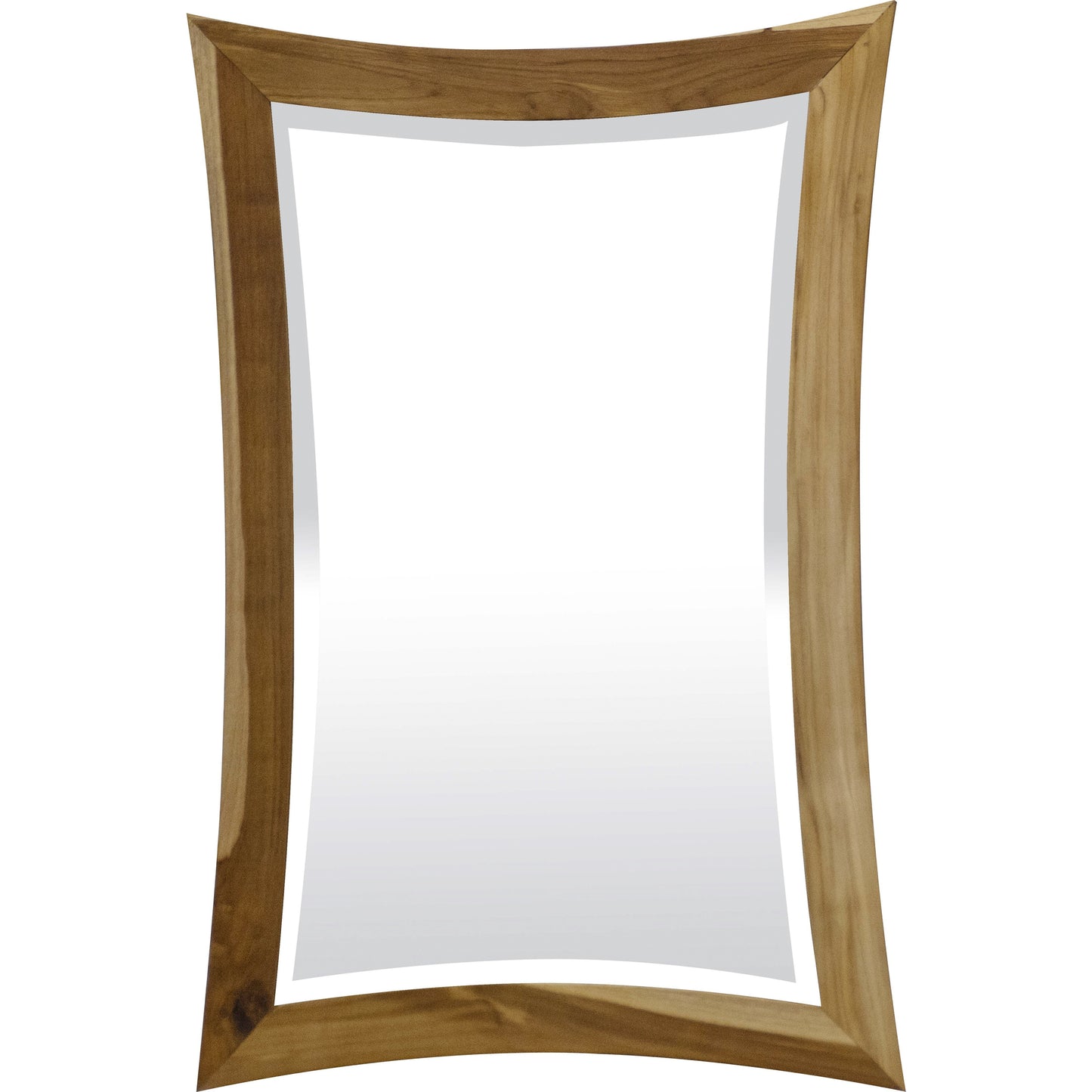 Modern Curves Solid Teak Wall Mirror In Natural Finish