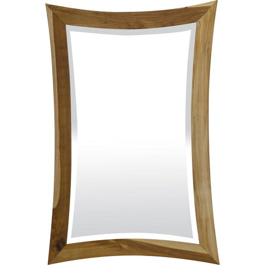 Modern Curves Solid Teak Wall Mirror In Natural Finish