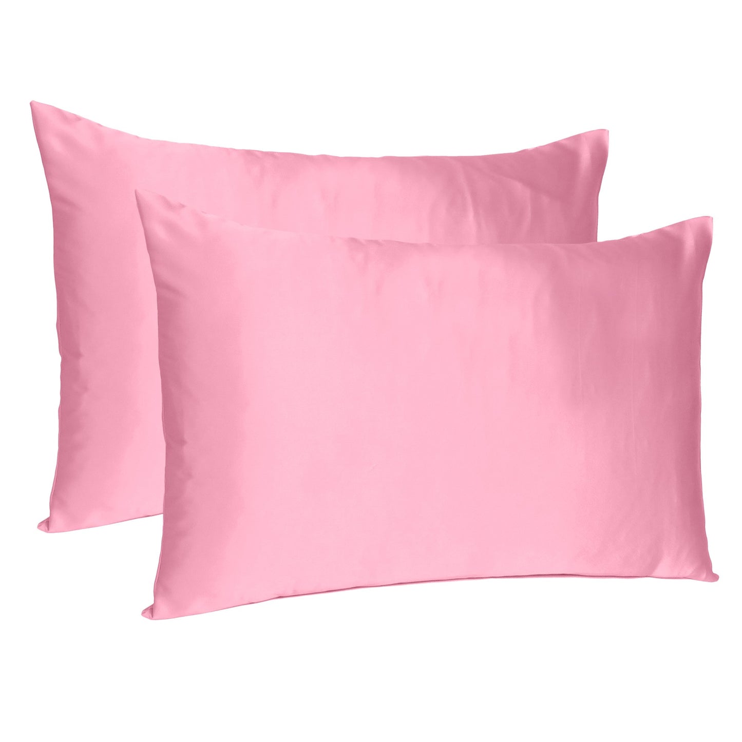 Pink Rose Dreamy Set Of 2 Silky Satin Queen Pillowcases