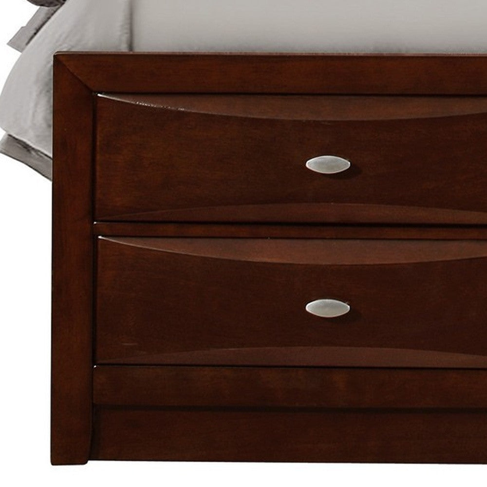 Solid Wood Queen Merlot Eight Drawers Bed