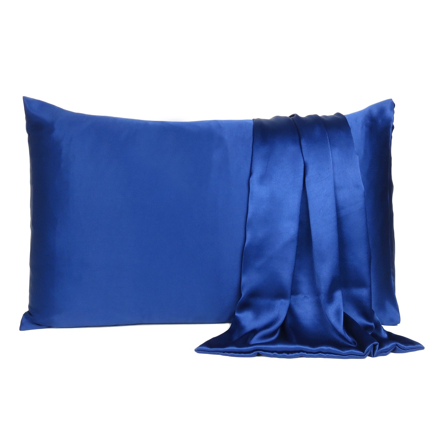 Navy Blue Dreamy Set Of 2 Silky Satin Queen Pillowcases