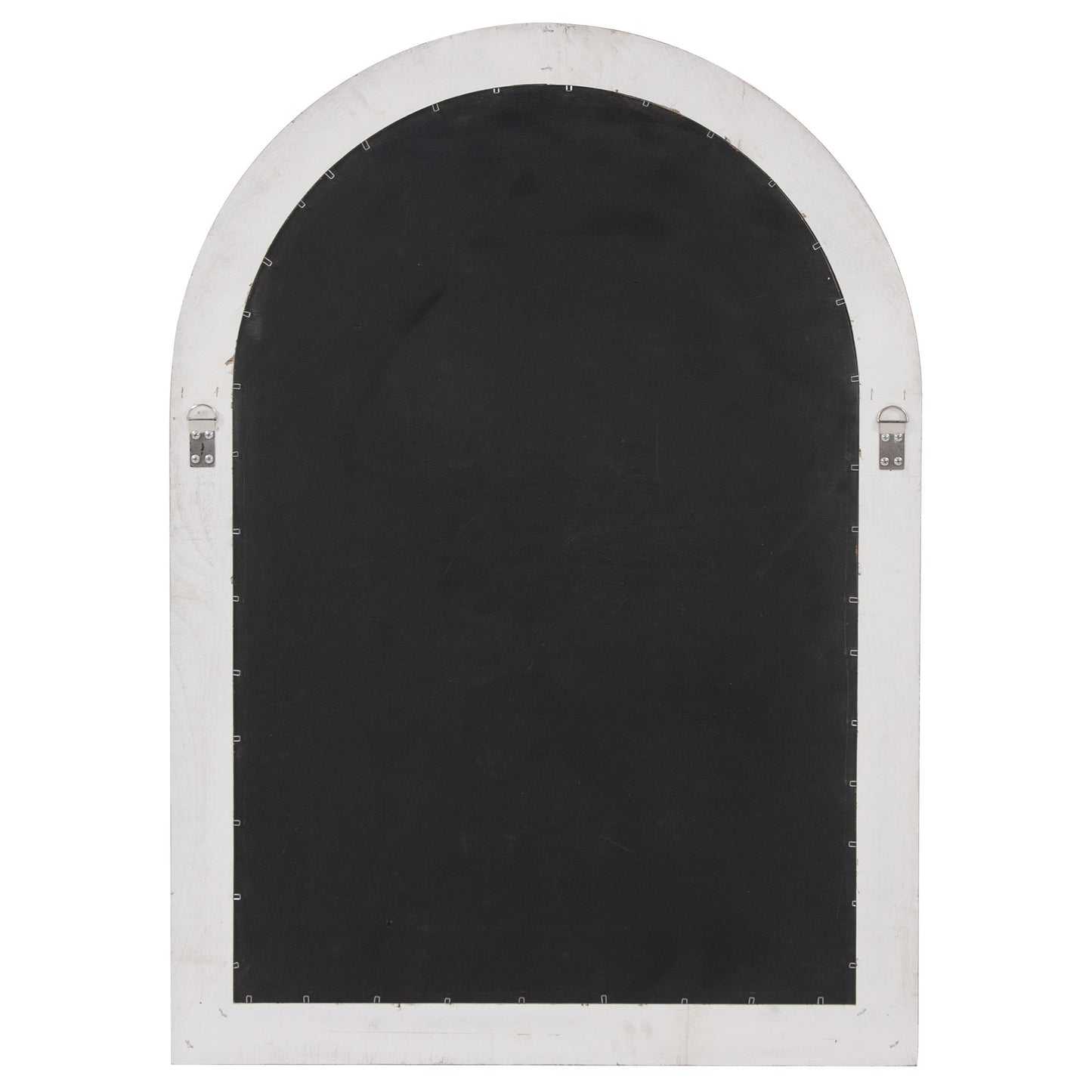 White Washed Mirror With Arched Panel Window Design