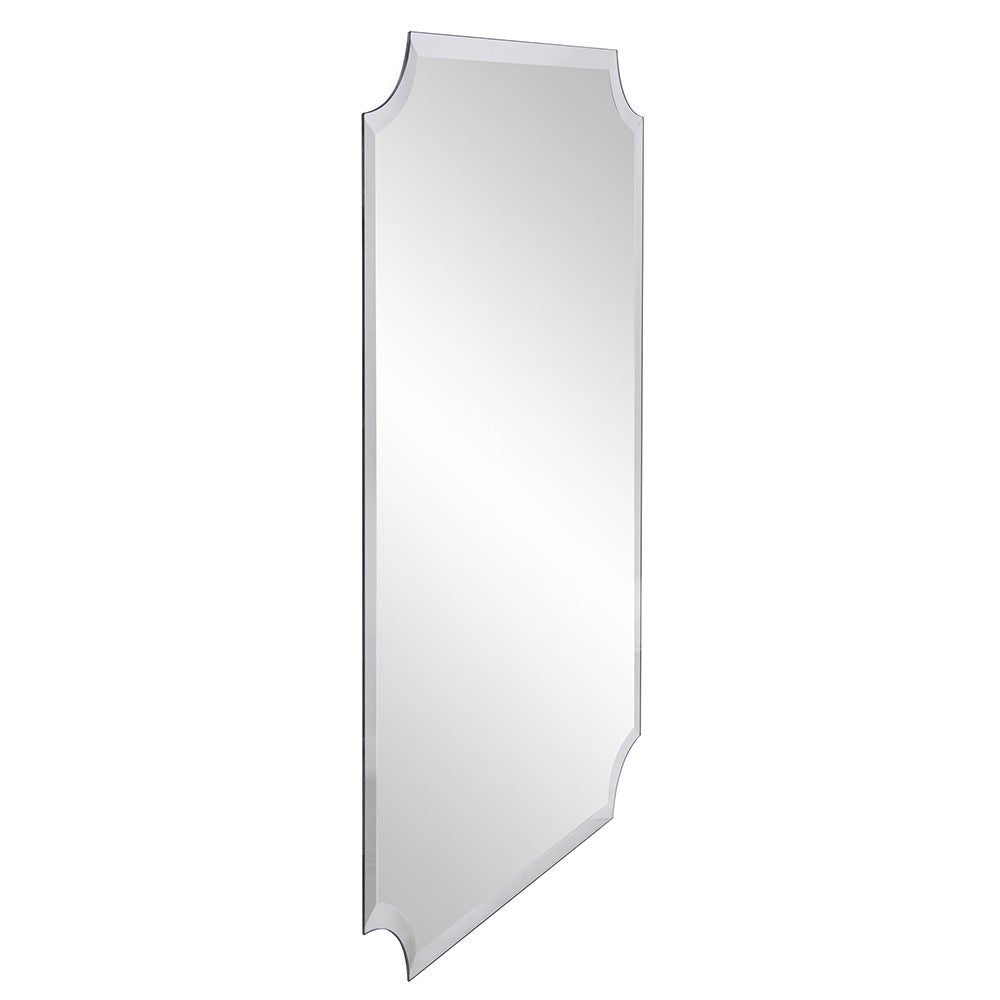 Minimalist  Rectangle Mirror With Beveled Edge And Scalloped Corners