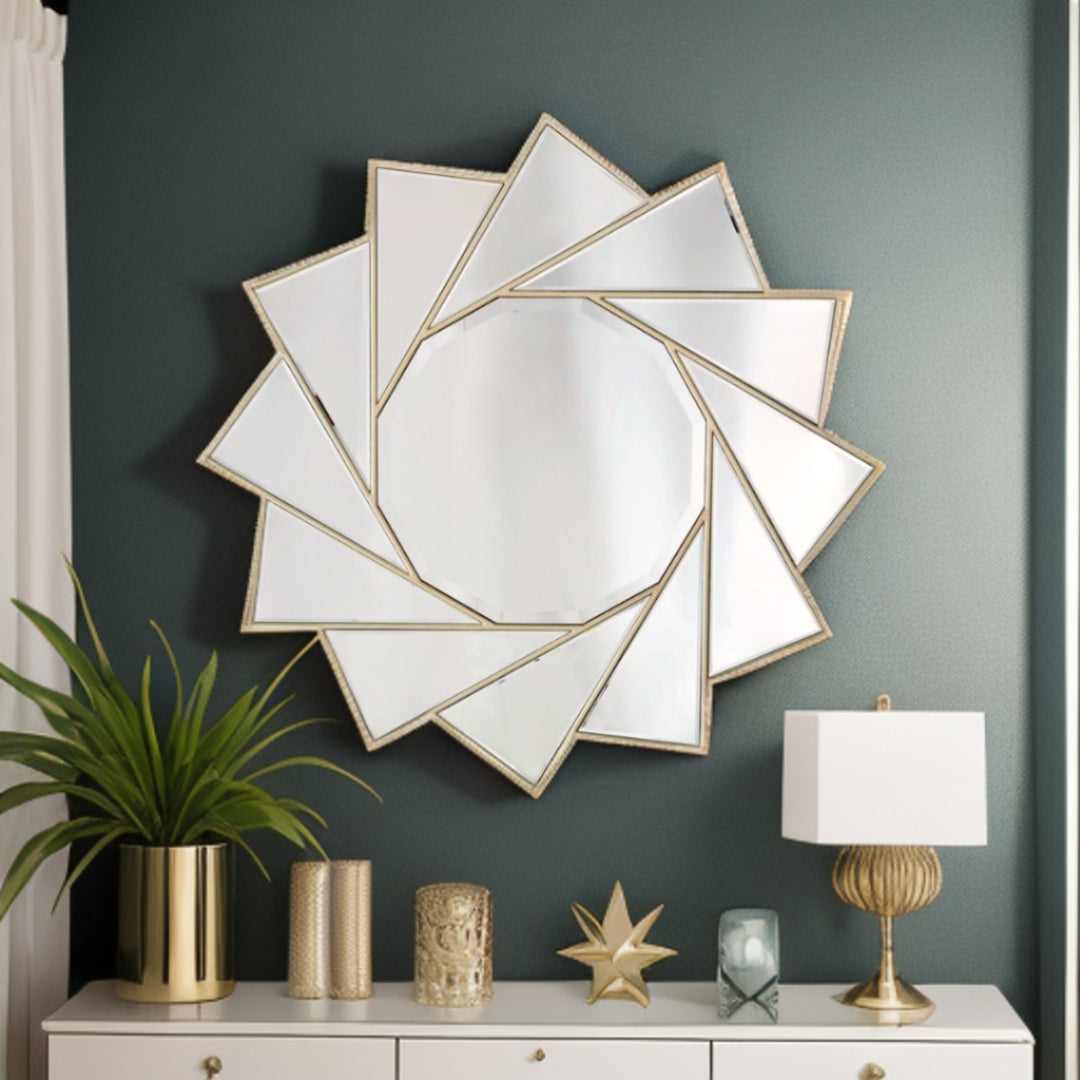 35" Gold Sunburst Metal Framed Accent Mirror