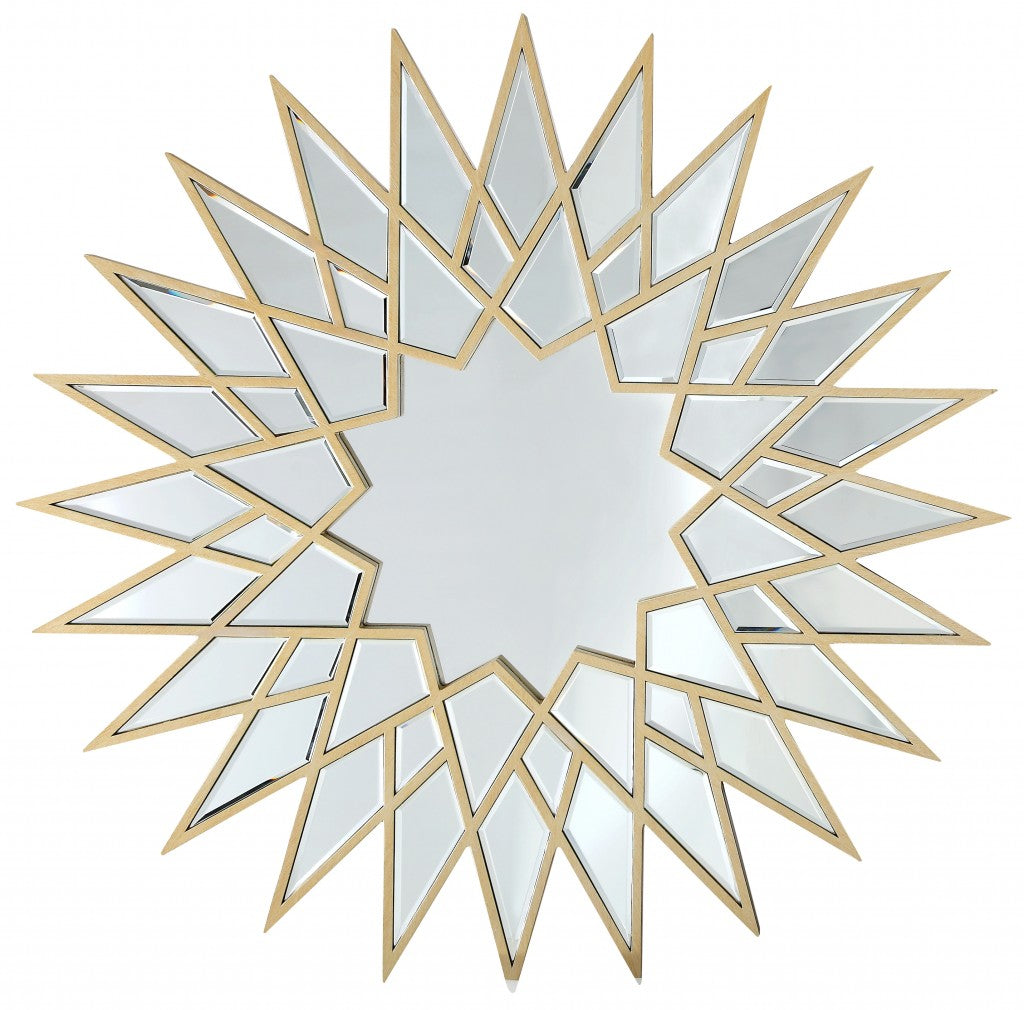 34" Gold Sunburst Metal Framed Accent Mirror