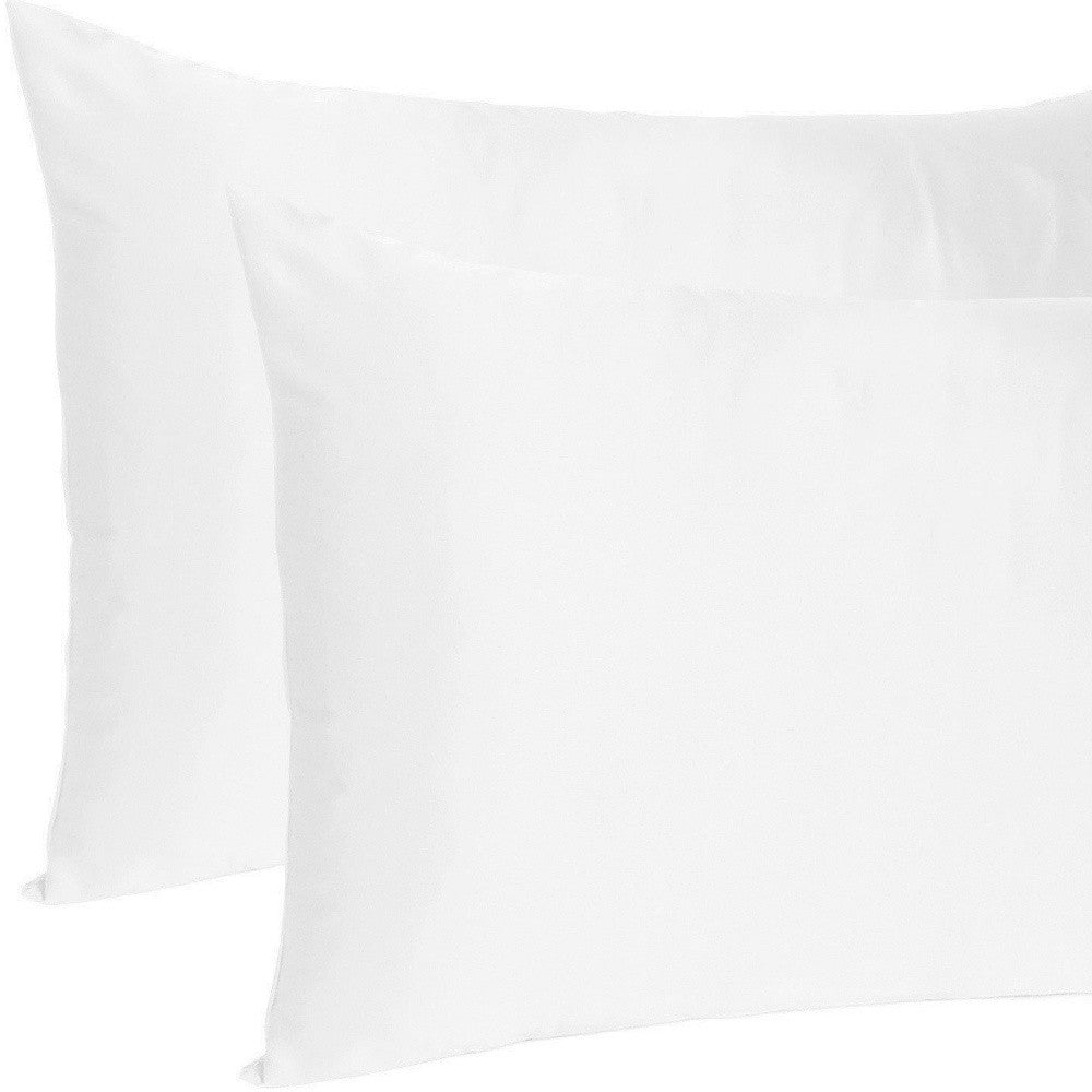 White Dreamy Set Of 2 Silky Satin King Pillowcases