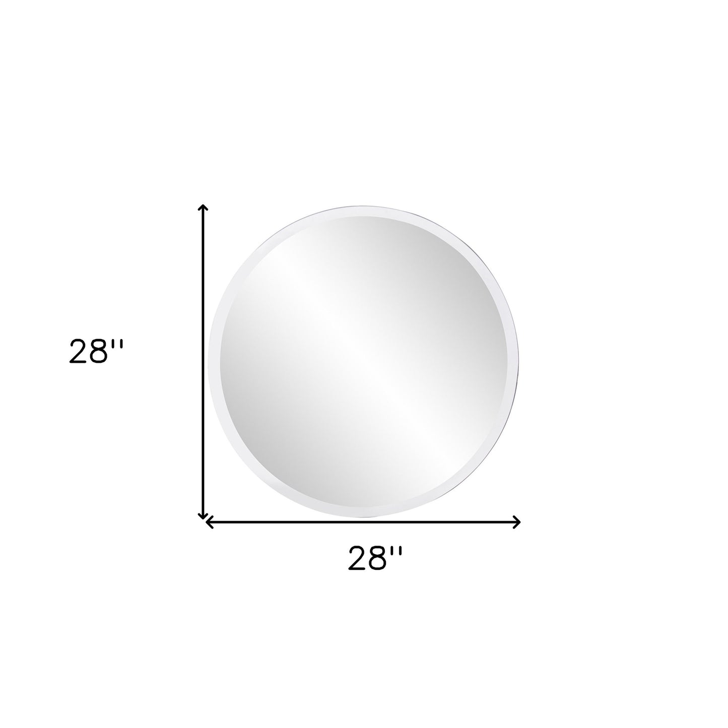 28" X 28" Minimalist Round Mirror With Beveled Edge