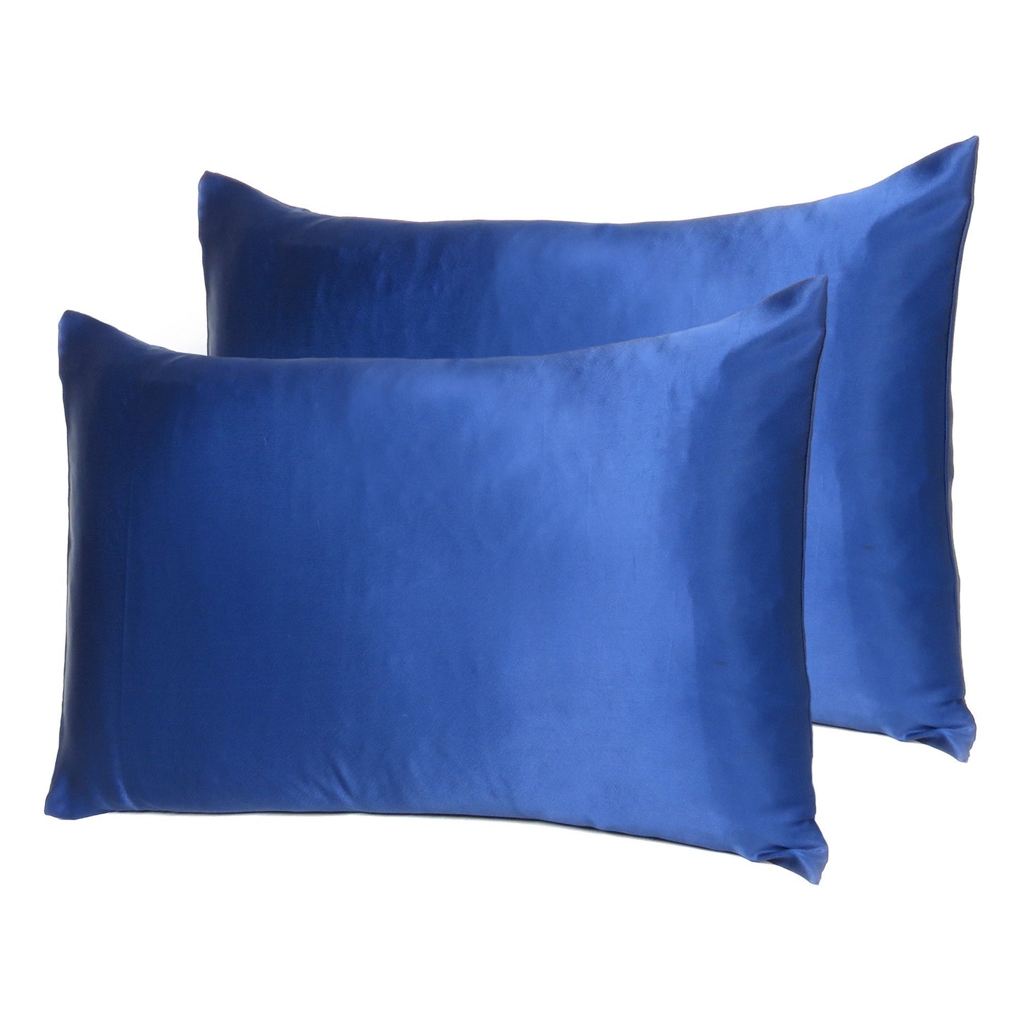 Navy Blue Dreamy Set Of 2 Silky Satin King Pillowcases