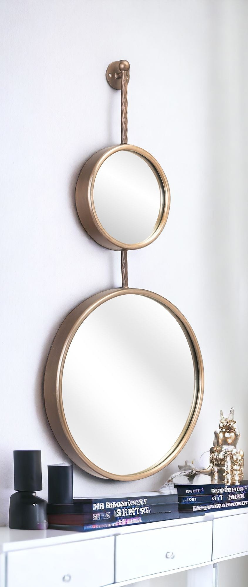 Gold Modern Hanging Mirror Duo