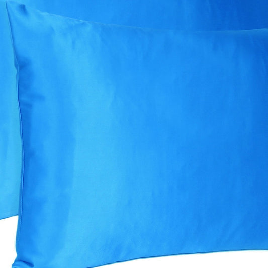 Blue Dreamy Set Of 2 Silky Satin King Pillowcases