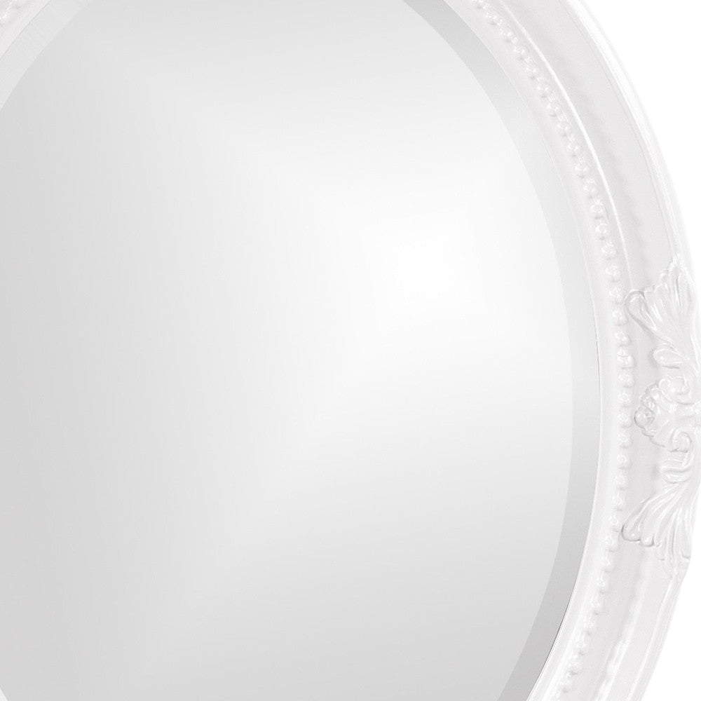 Oval Mirror In A Glossy White Wood Frame