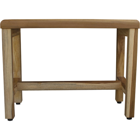 Compact Rectangular Teak Shower  Outdoor Bench With Shelf In Natural Finish