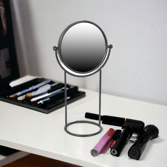 22" Black Round Framed Makeup Shaving Tabletop Mirror