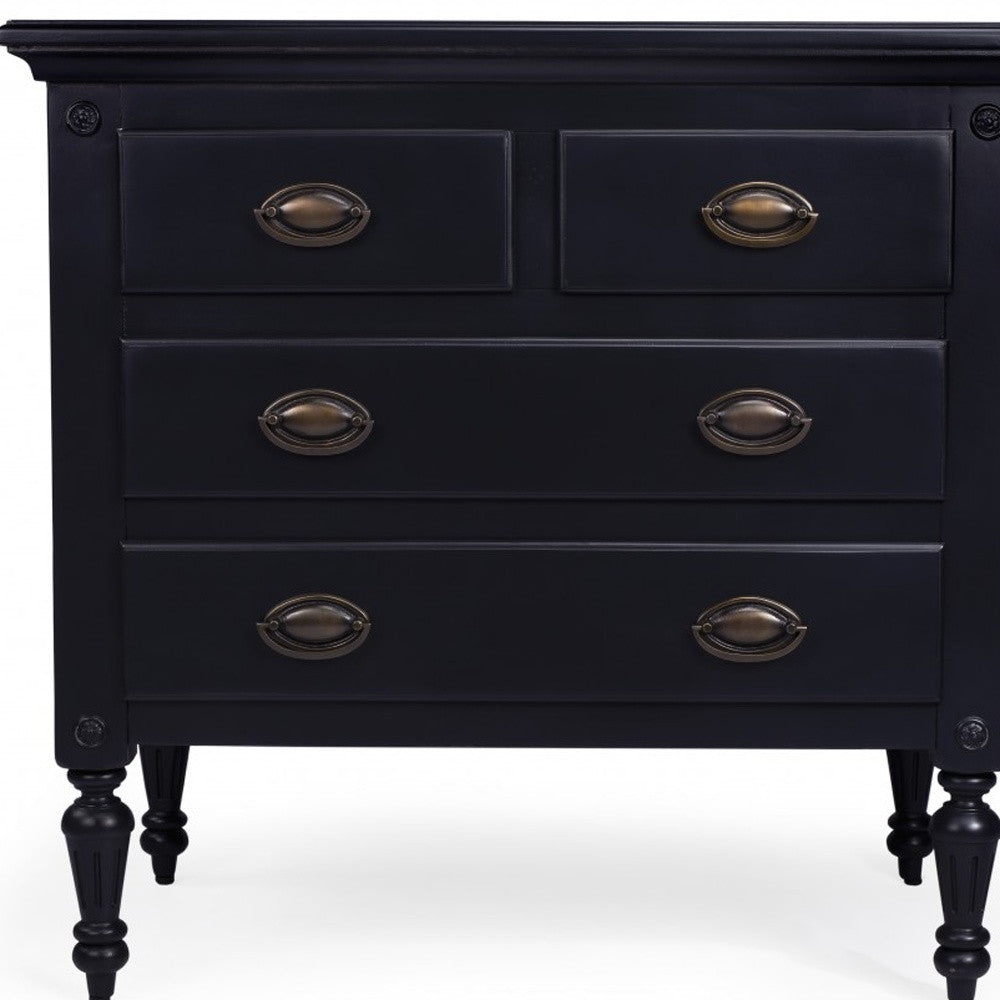 32" Black Solid Wood Four Drawer Gentlemans Chest