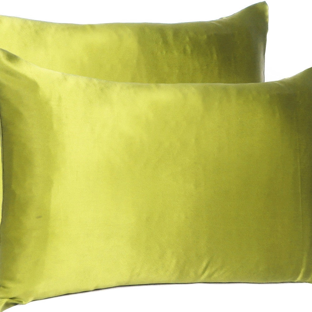 Lemongrass Dreamy Set Of 2 Silky Satin Queen Pillowcases