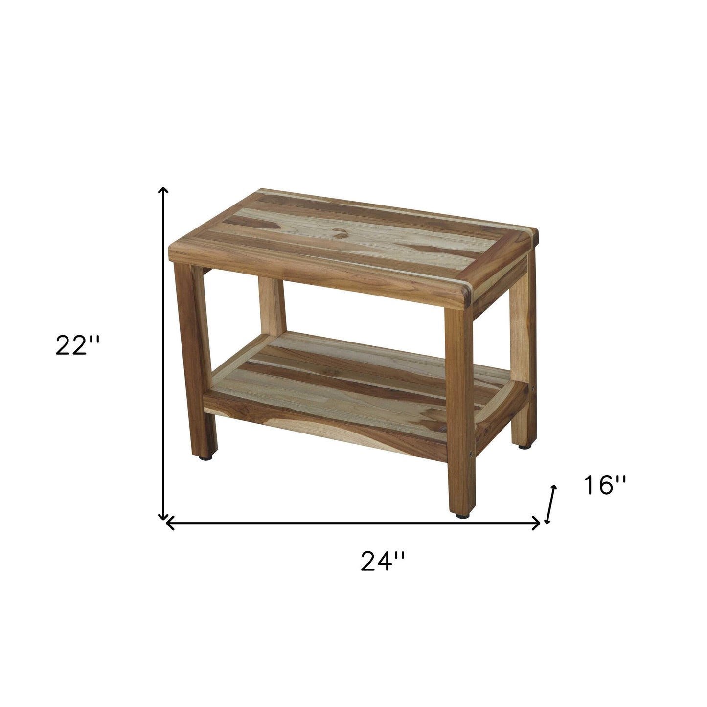 22" X 24" Natural Wood Shower Bench