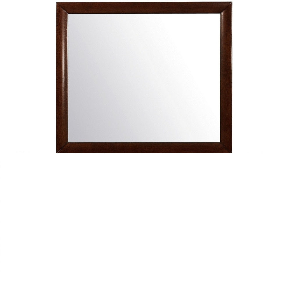 Sleek Dark Cherry Wood Wall Hanging Mirror