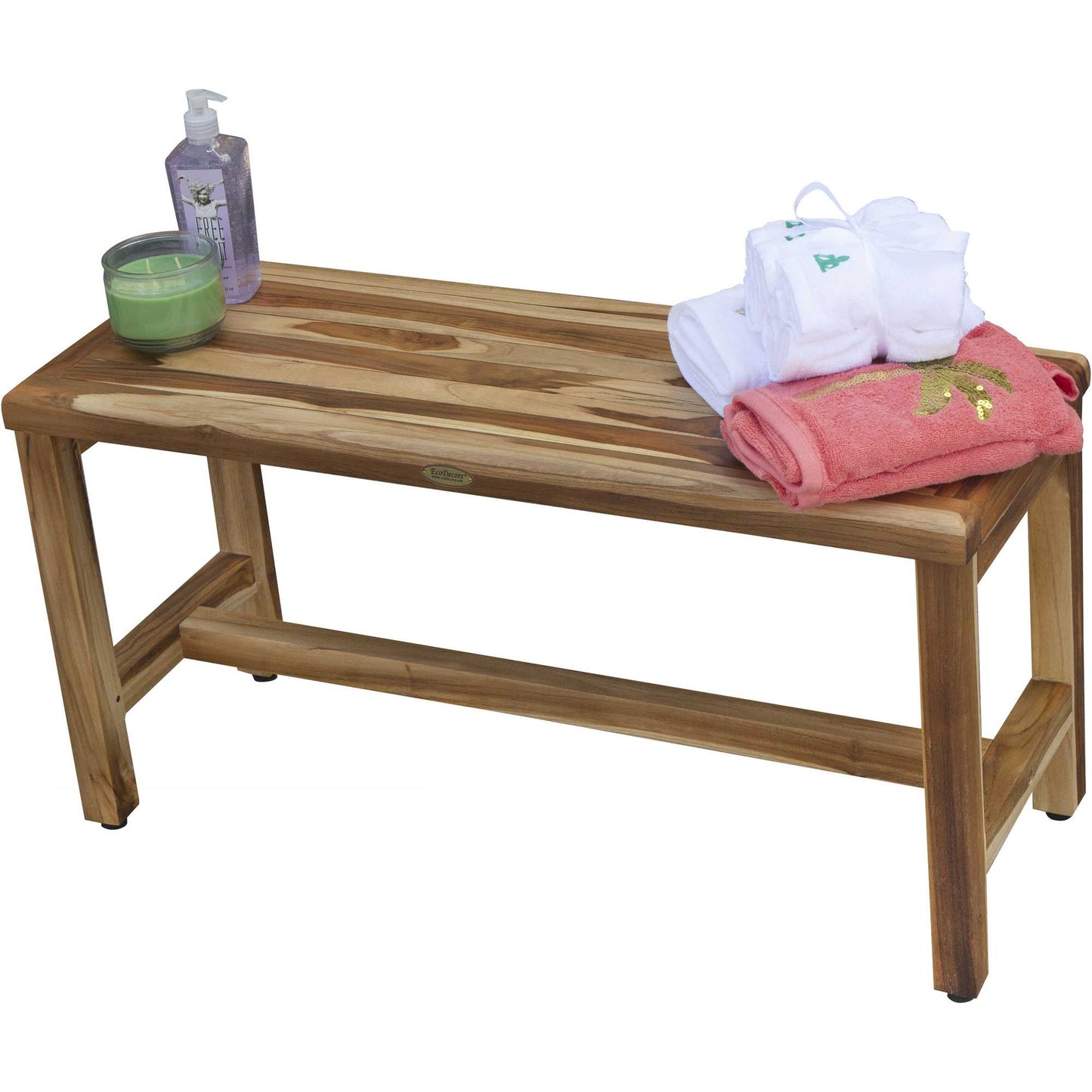 Rectangular Teak Shower Bench In Natural Finish