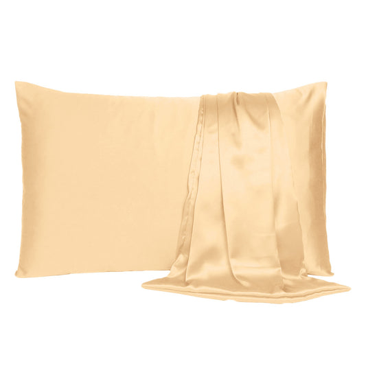 Pale Peach Dreamy Set Of 2 Silky Satin Standard Pillowcases