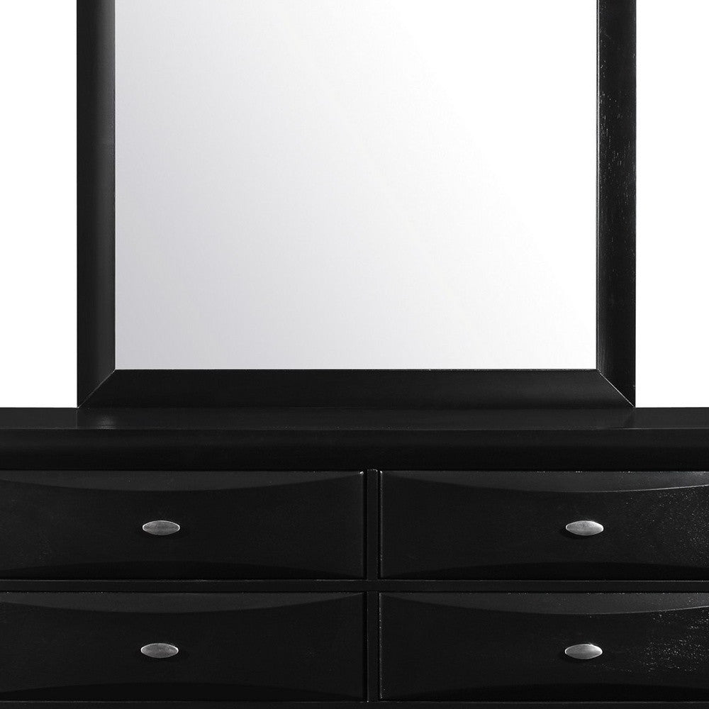 Black Mirror With Rectangular Sleek Wood Trim