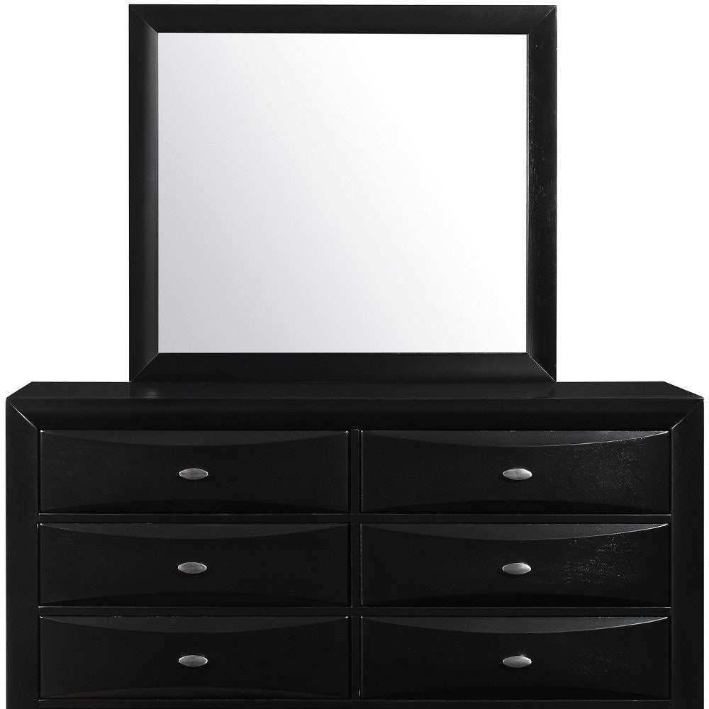 Black Mirror With Rectangular Sleek Wood Trim