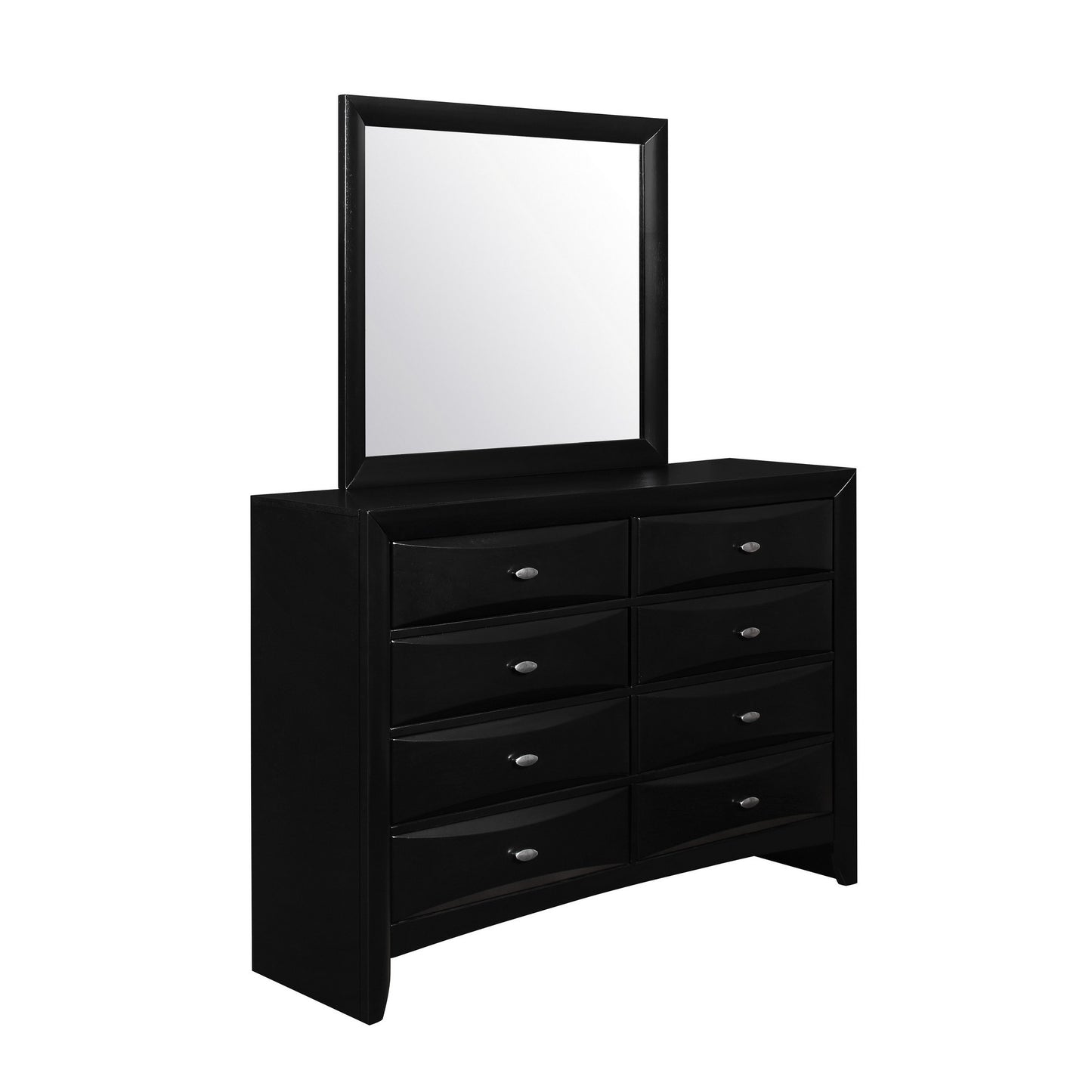 Black Mirror With Rectangular Sleek Wood Trim