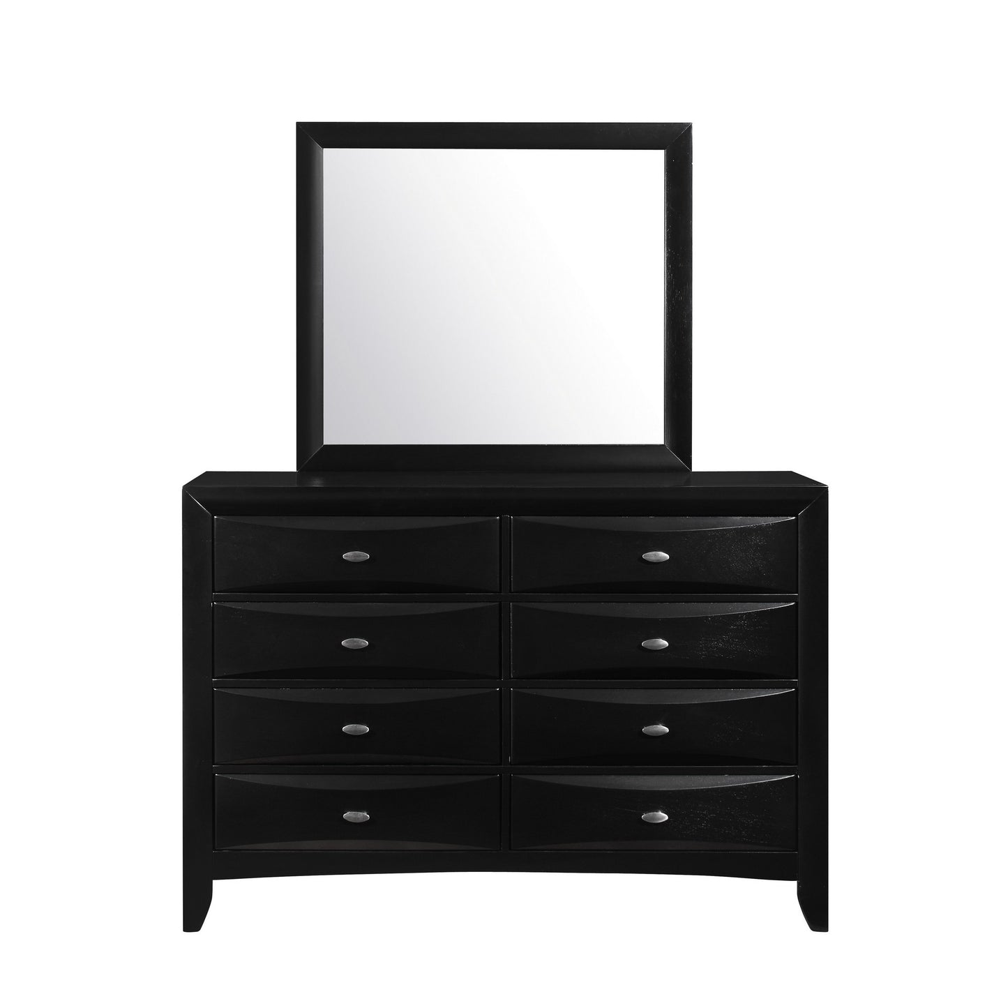 Black Mirror With Rectangular Sleek Wood Trim