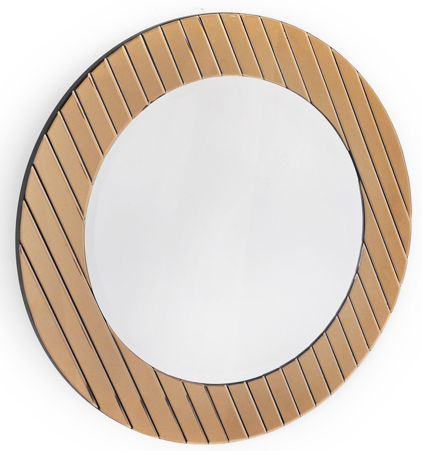 35" Gold Round Glass Framed Accent Mirror