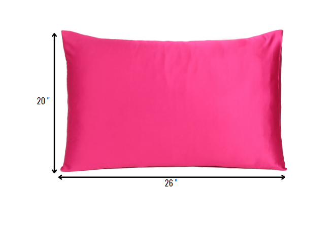 Fuchsia Dreamy Set Of 2 Silky Satin Standard Pillowcases