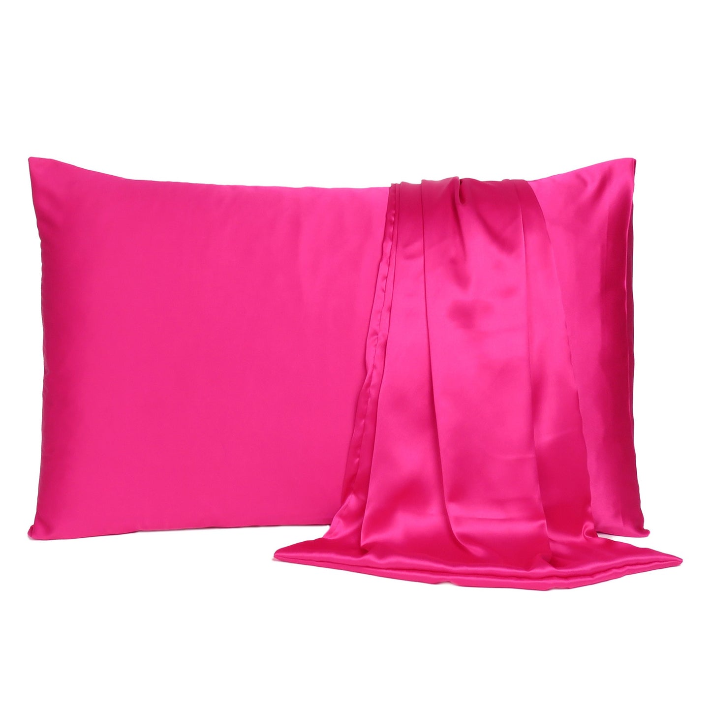 Fuchsia Dreamy Set Of 2 Silky Satin Standard Pillowcases