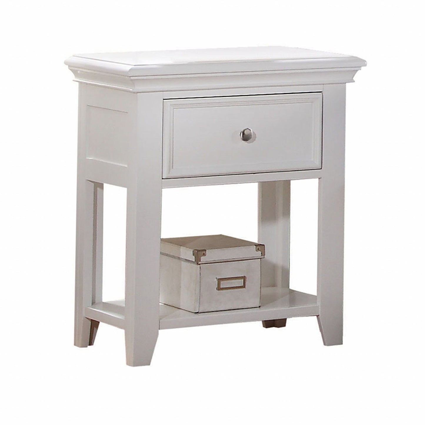 27" White One Drawer Nightstand