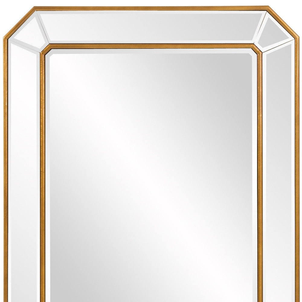 Recatngle Gold Leaf Mirror With Angled Corners Frame