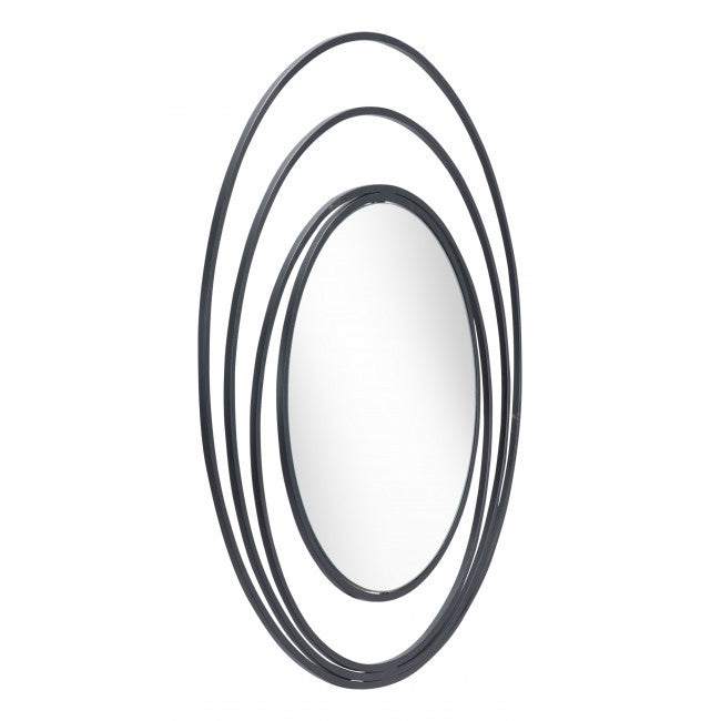 32" Black Concentric Circles Round Wall Mirror