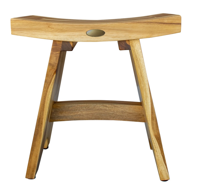 Compact Contemporary Teak Shower Stool In Natural Finish