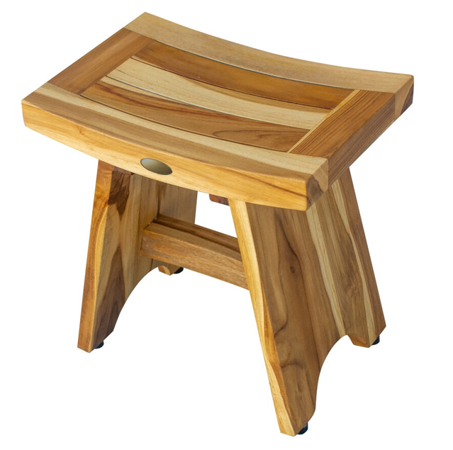 Compact Contemporary Teak Shower Stool In Natural Finish