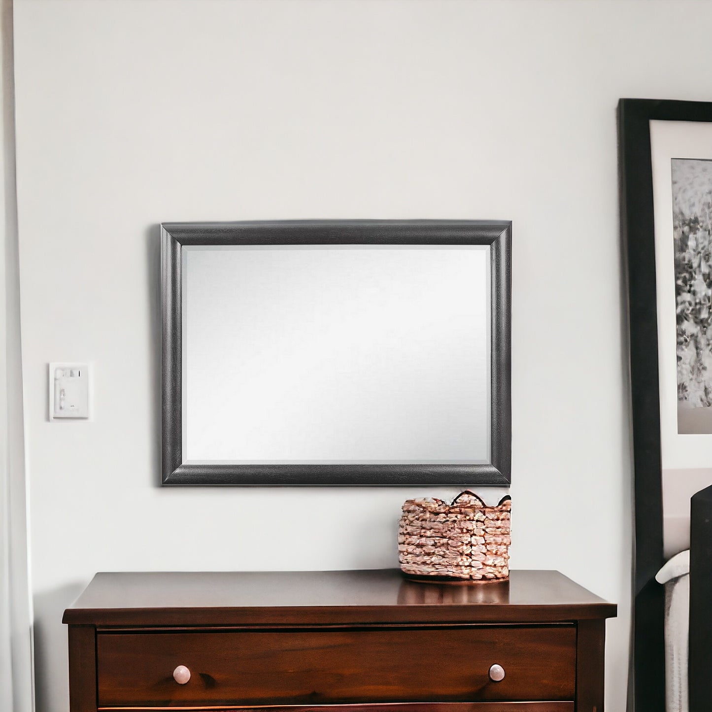 35" Gray Wood Framed Mirror