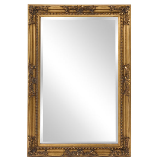 Rectangular Antiqued Gold Wood Frame Mirror