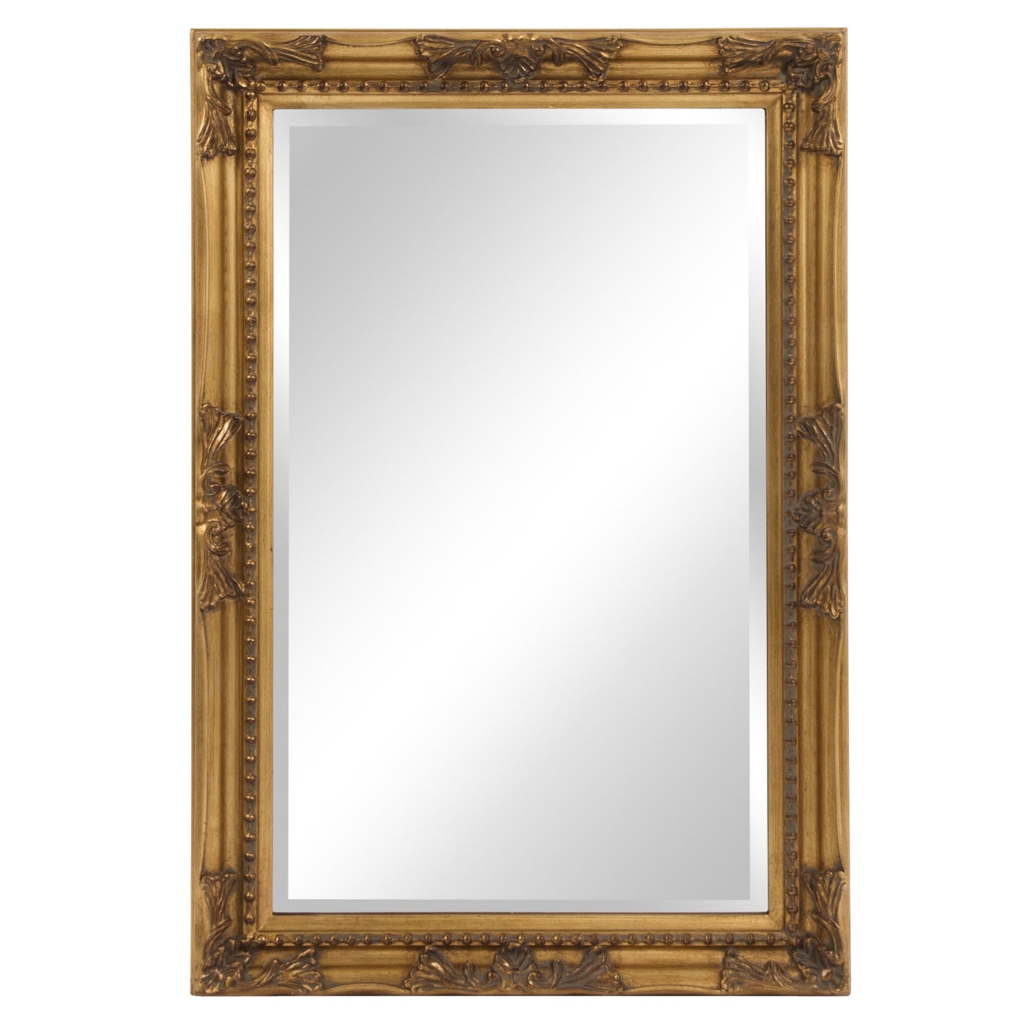 Rectangular Antiqued Gold Wood Frame Mirror