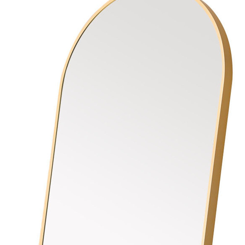 Narrow Gold Arched Full-length Floor Mirror with Stand