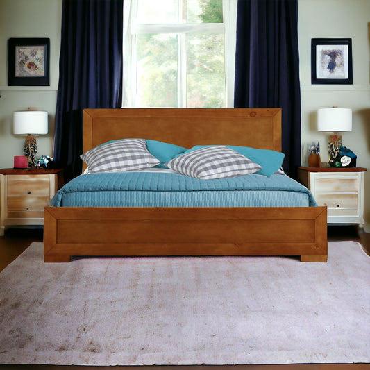 Oak Wood Queen Platform Bed