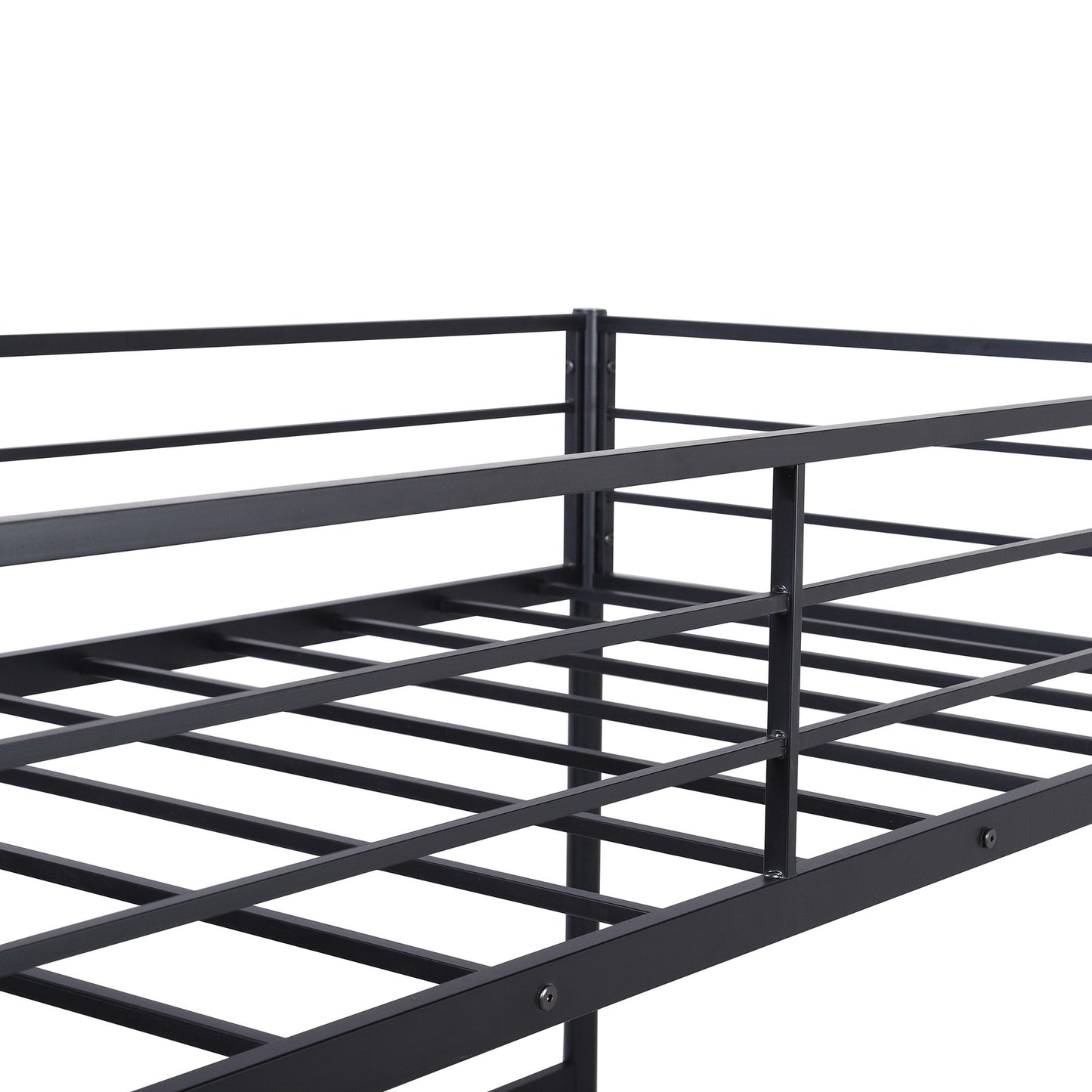 Black Metal Twin Size Loft Bed with Desk