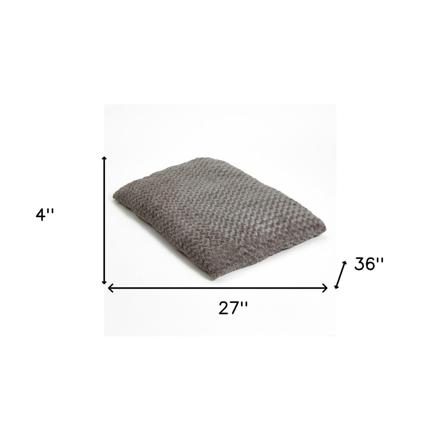 Gray 2" x 3" Lux Faux Fur Rectangle Pet Bed