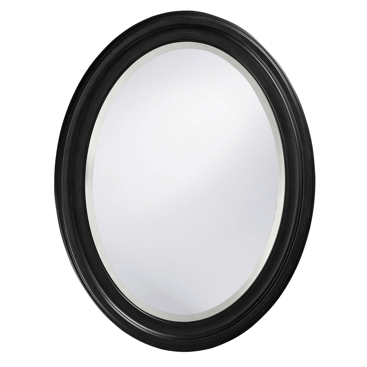 Oval Shaped Black Wood Frame Mirror