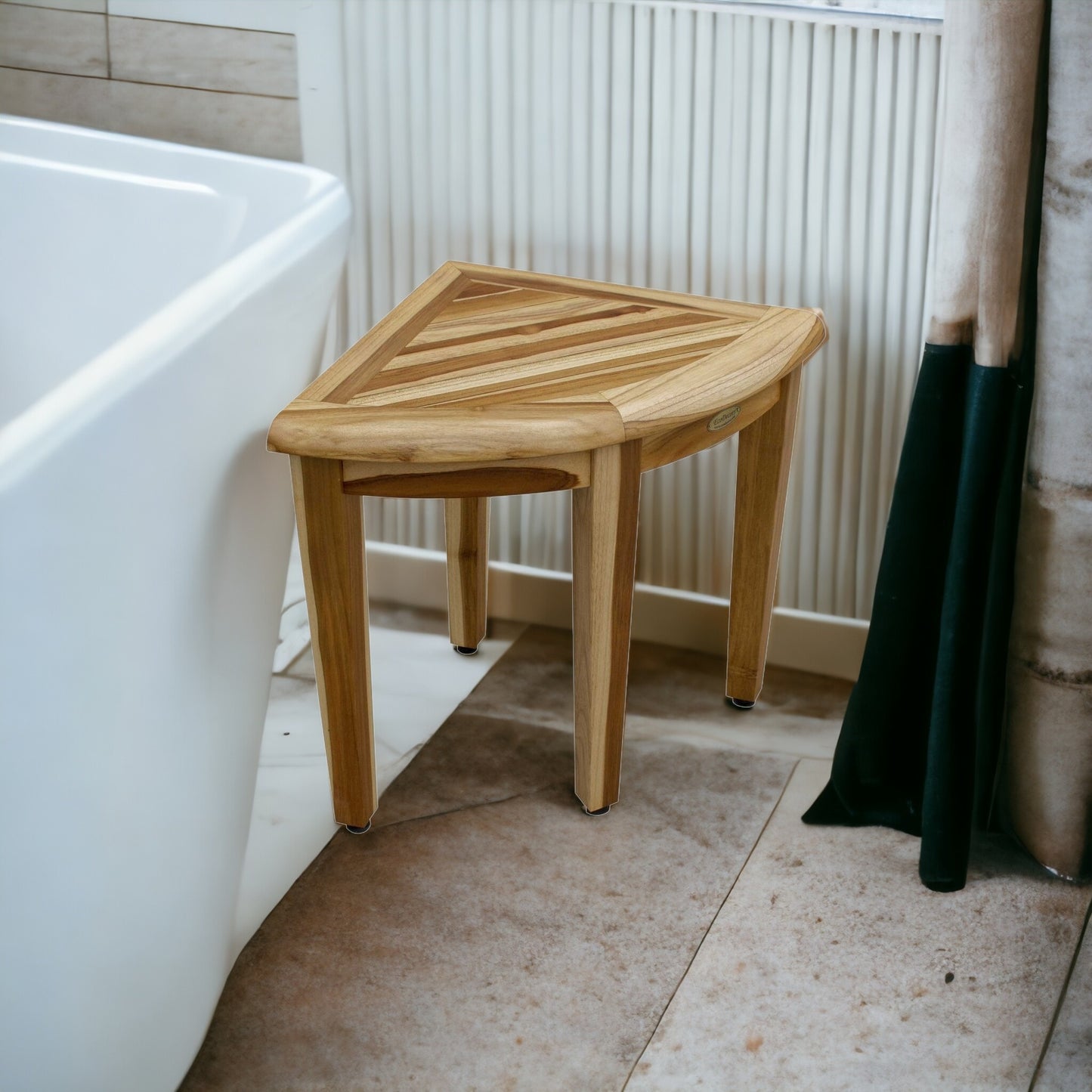 18" X 23" Natural Teak Corner Shower Bench