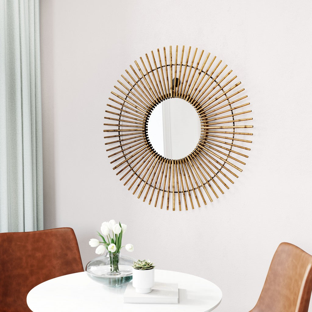 Gold Tribal Round Mirror