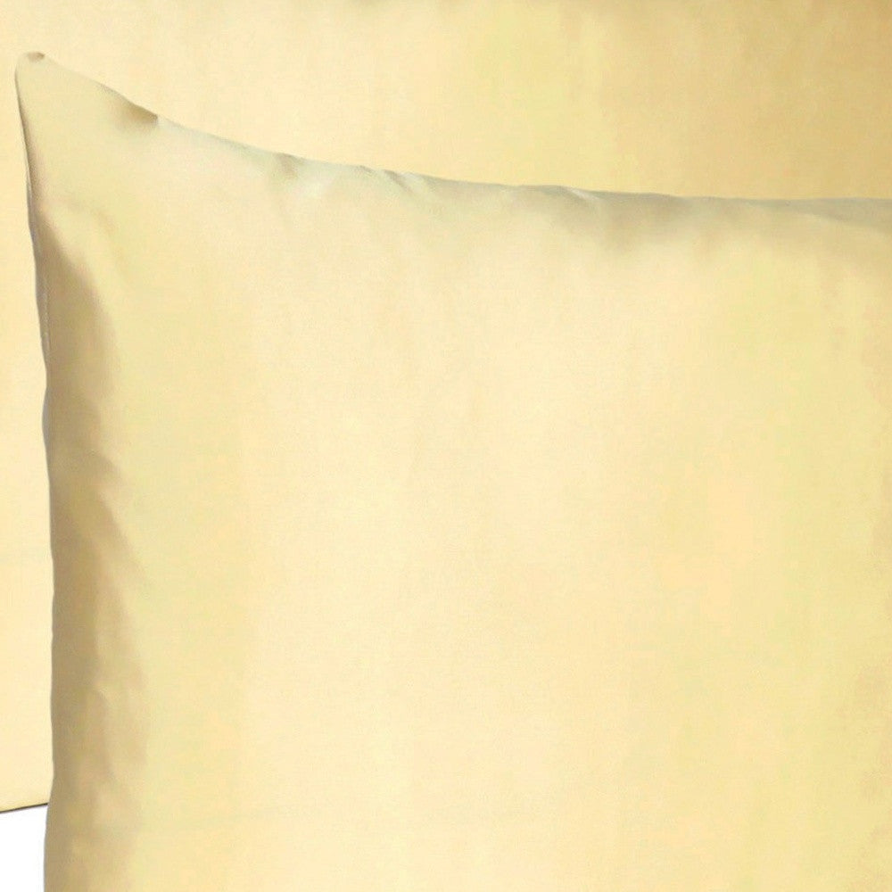 Pale Yellow Dreamy Set Of 2 Silky Satin Standard Pillowcases